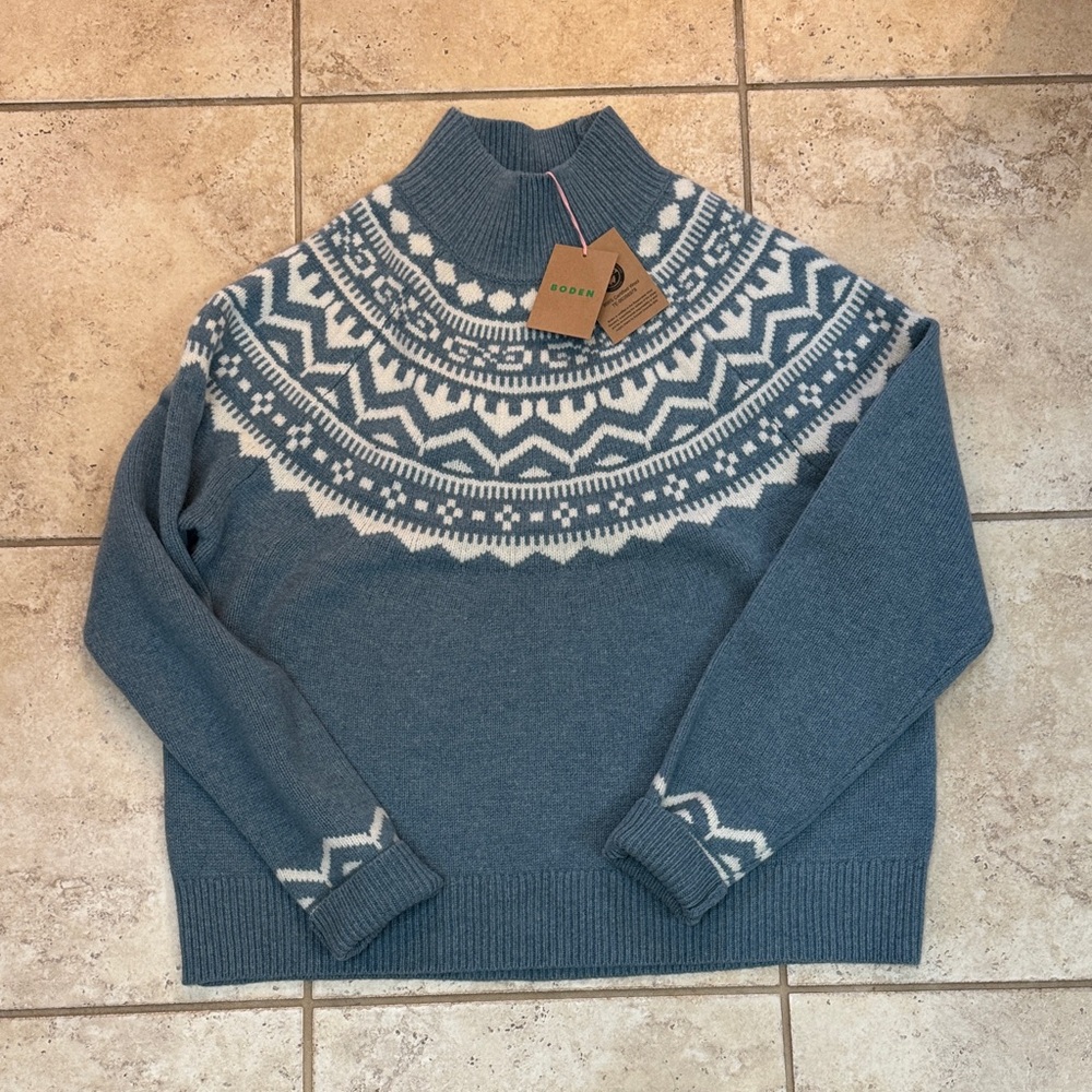 Boden Fair Isle Light Blue Knit Sweater